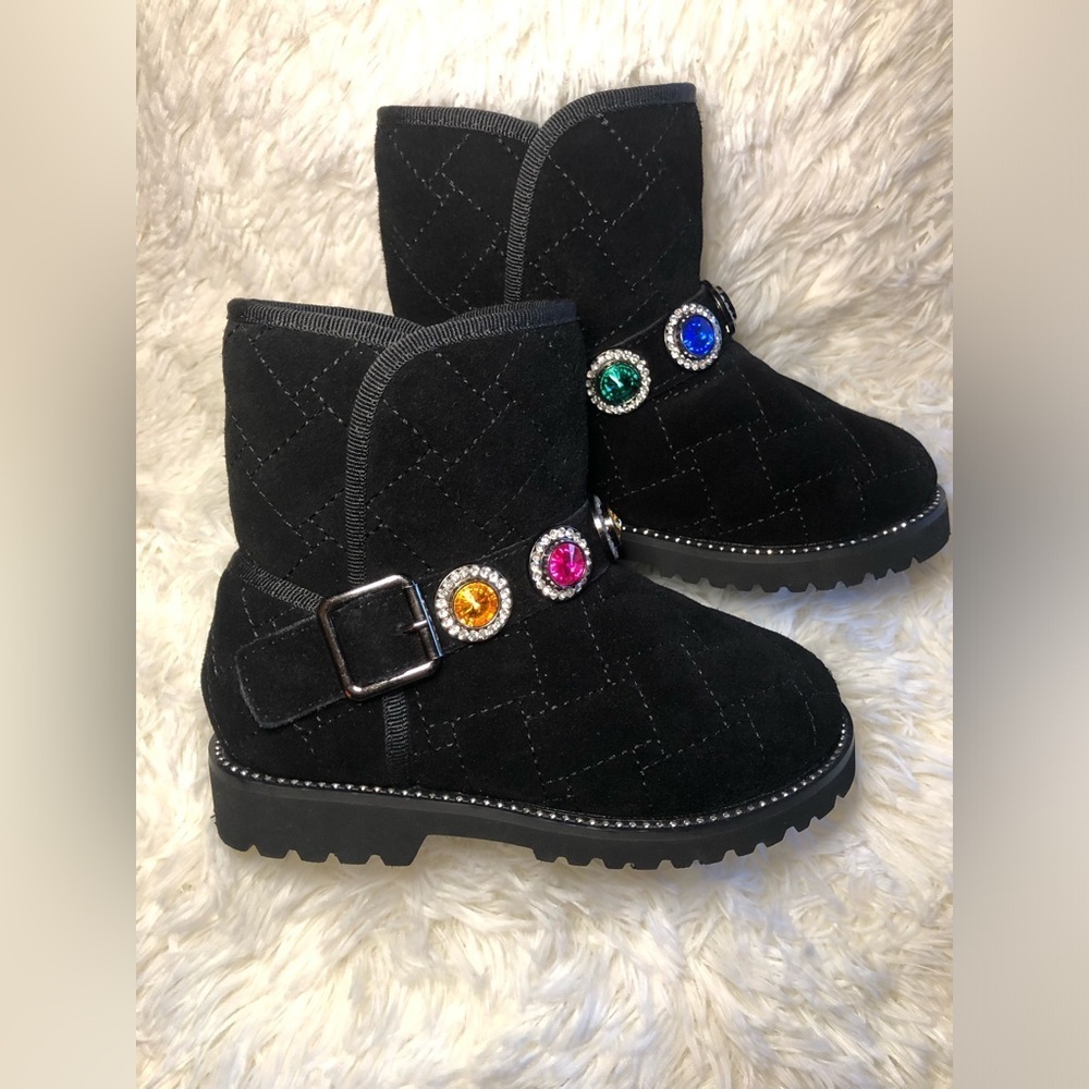 Kurt Geiger Black Kids Boots with Jewel Accents NWOT size 11